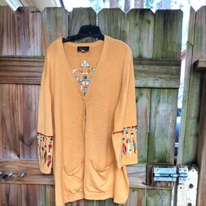 Embroidered Mustard Sweater